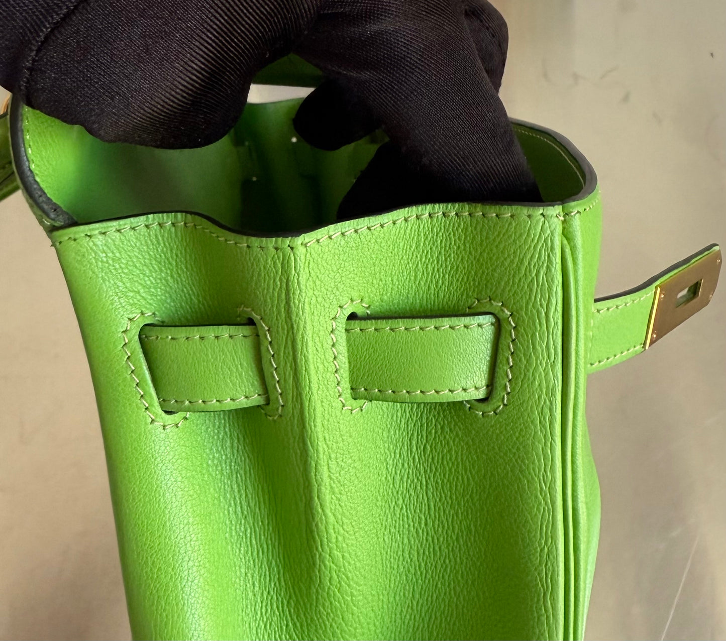 Hermès Kelly 32 Vert Pomme Gulliver Retourné