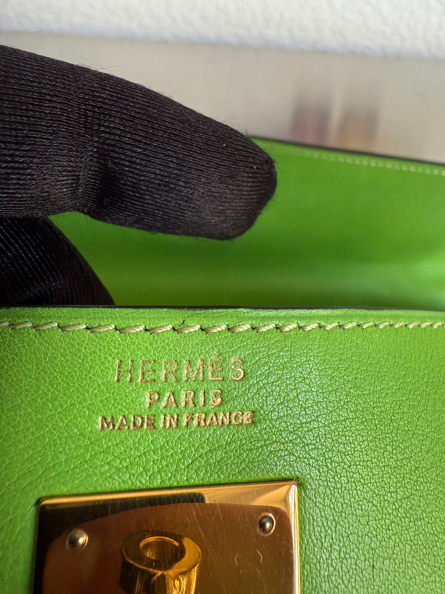 Hermès Kelly 32 Vert Pomme Gulliver Retourné