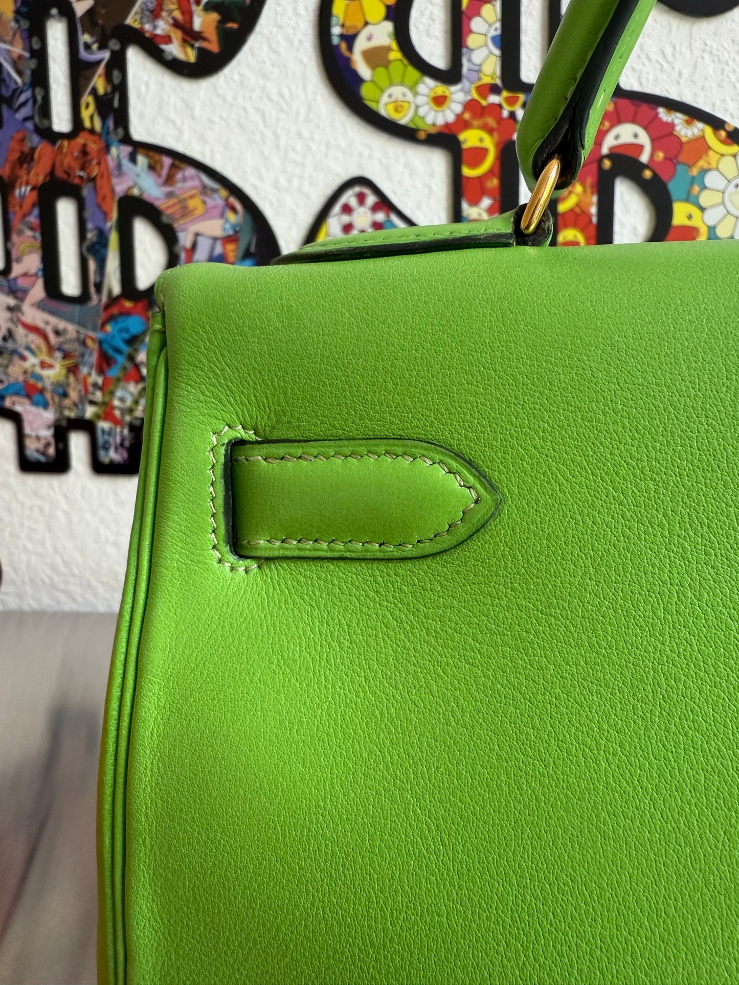 Hermès Kelly 32 Vert Pomme Gulliver Retourné