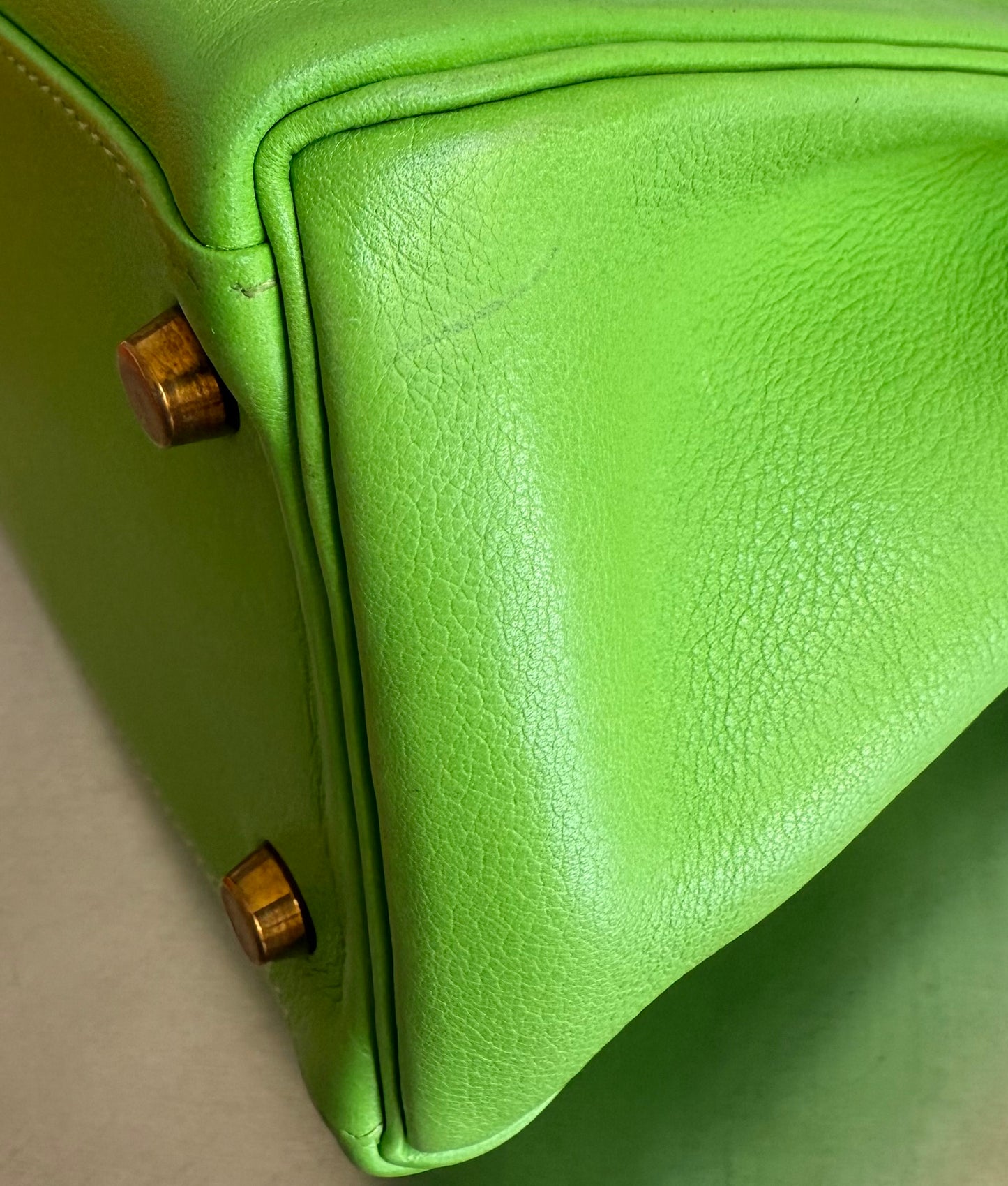 Hermès Kelly 32 Vert Pomme Gulliver Retourné