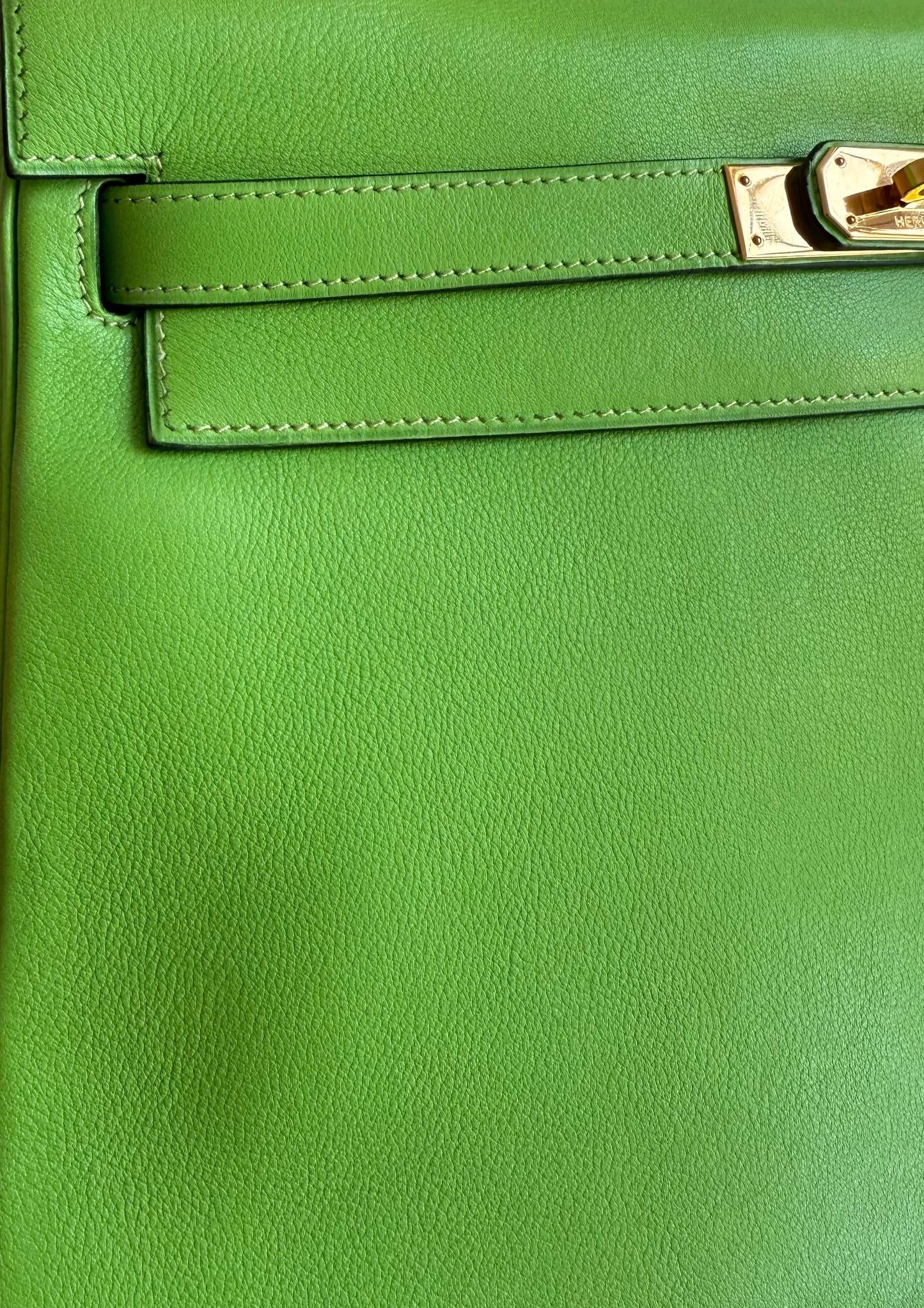 Hermès Kelly 32 Vert Pomme Gulliver Retourné