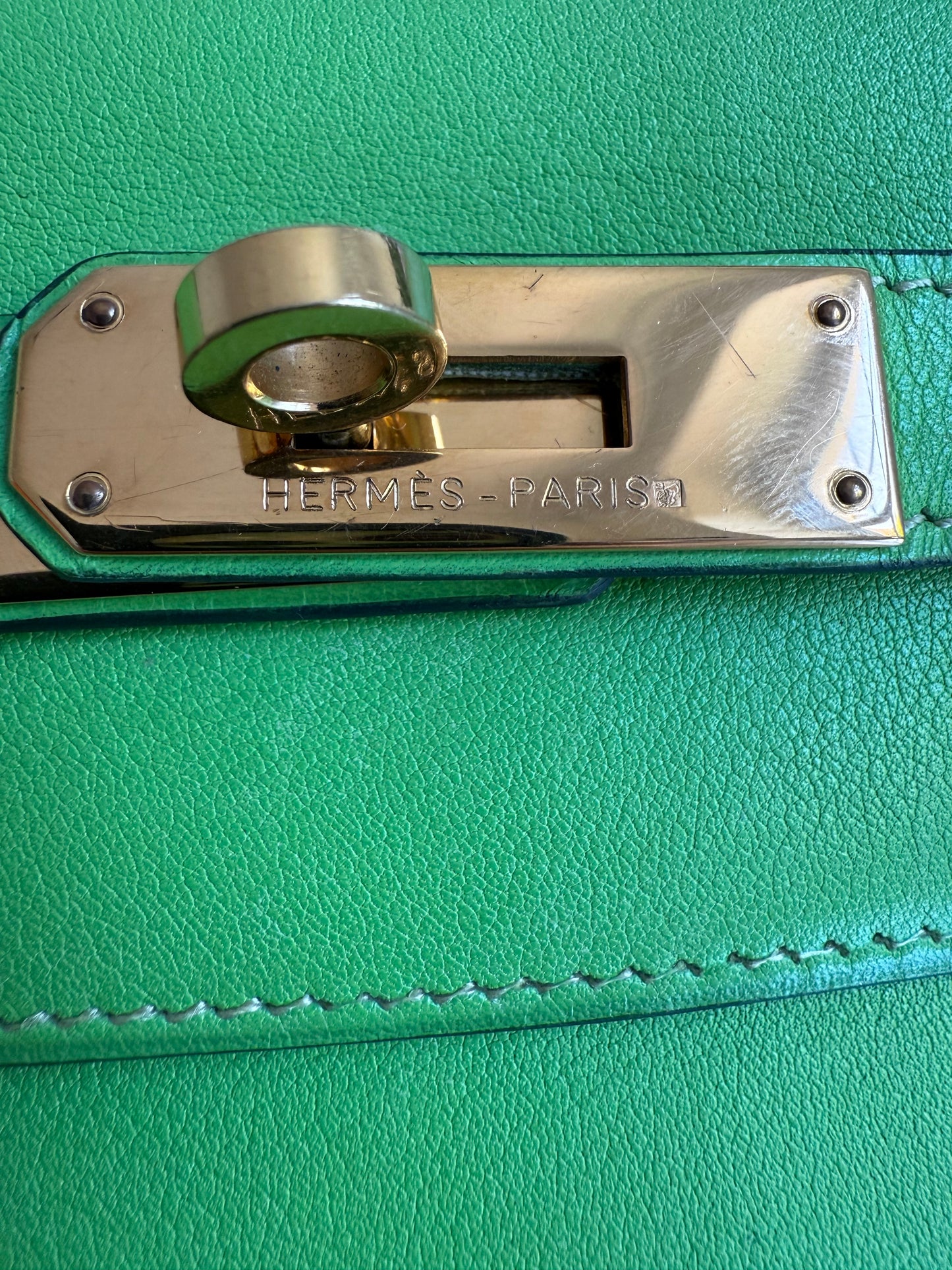 Hermès Kelly 32 Vert Pomme Gulliver Retourné