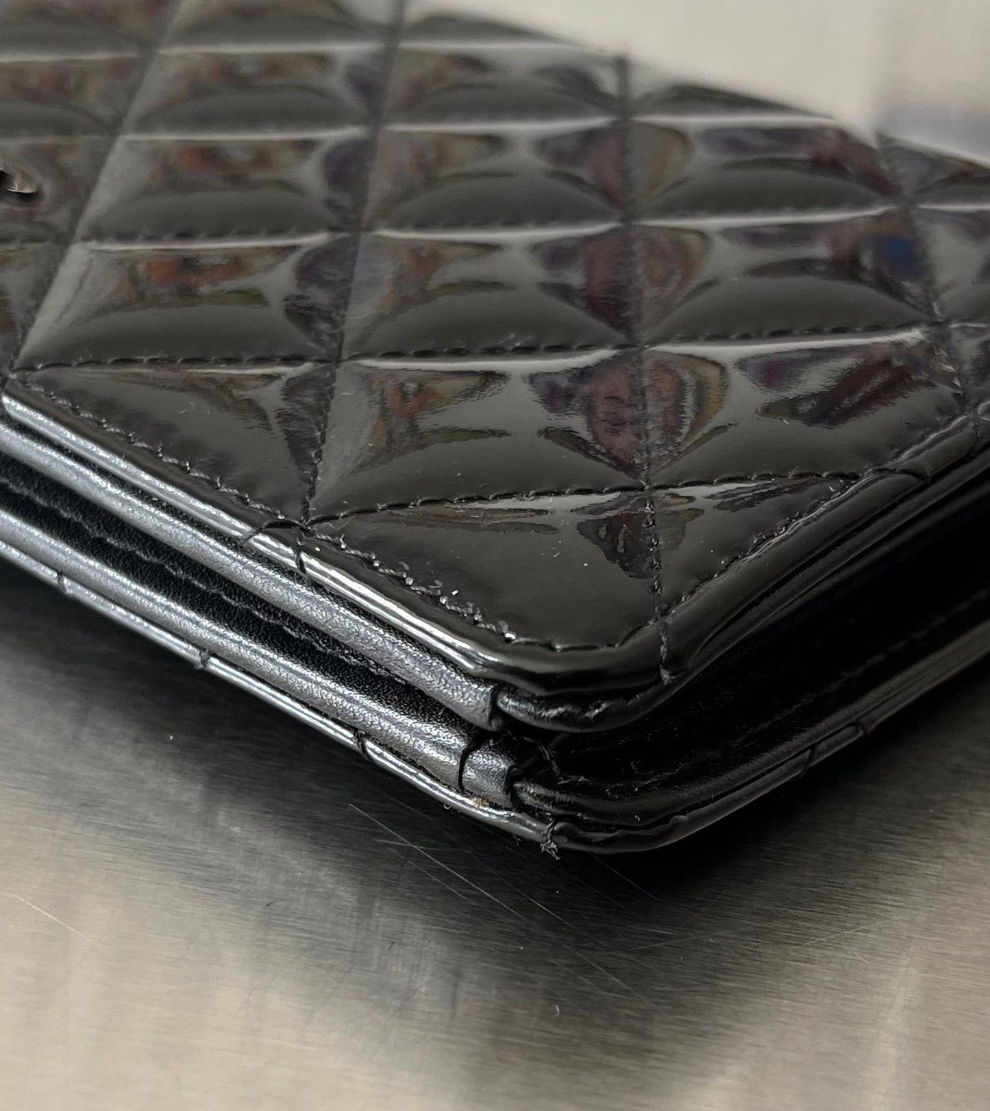 Chanel Matelasse Lackleder CC Geldbörse
