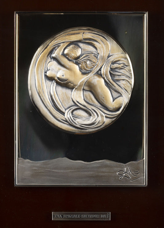 Salvadore Dalí "EVA ESPACIAL" Silber-Basrelief Gerahmt