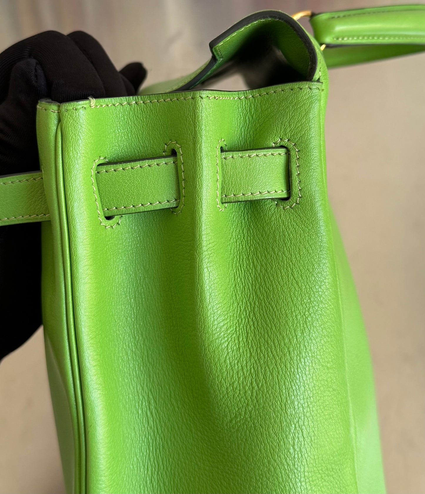 Hermès Kelly 32 Vert Pomme Gulliver Retourné