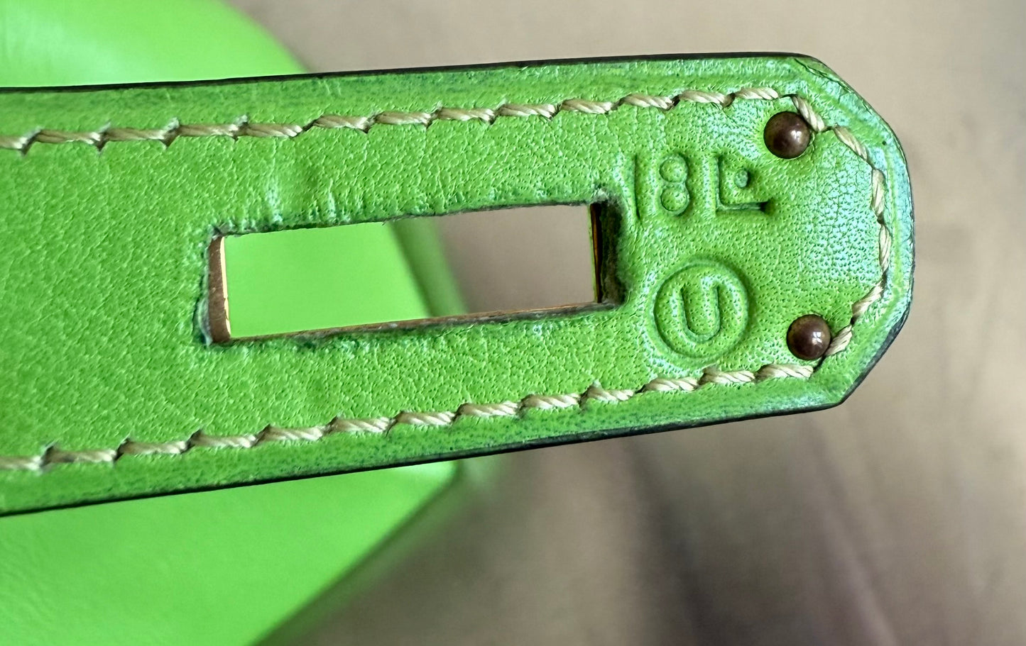 Hermès Kelly 32 Vert Pomme Gulliver Retourné