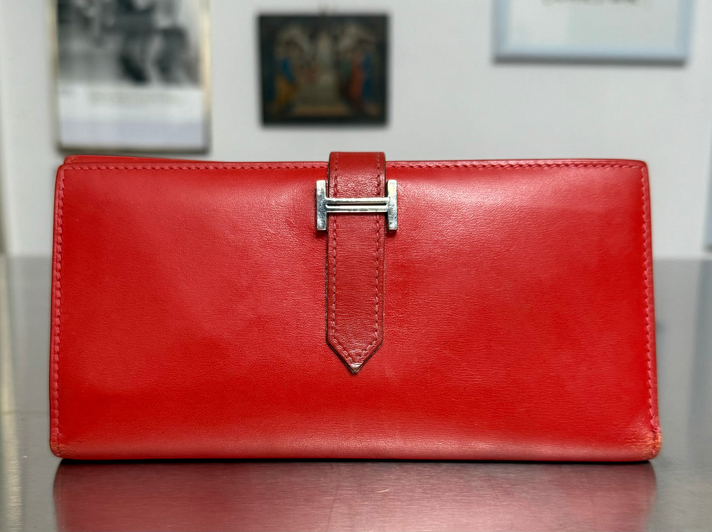 Hermès Geldbörse Béarn Rouge Vif Box Calf