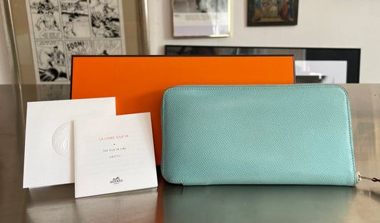 Hermès Geldbörse Silk'in Epsom Bleu Atoll